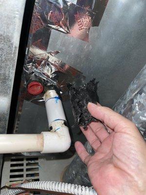 When you replace a HVAC coil don't use electric tape to "seal" the pipe or you will have a disaster.