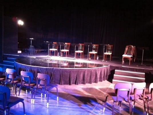 Stage setup for a new play reading.