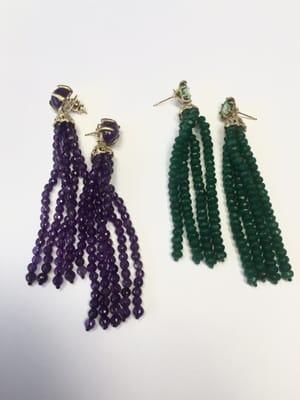 Amethyst earrings & Green Quartz earrings