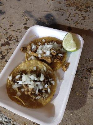 One of these is pastor and one is asada. I can't tell which is which, but both were delicious!