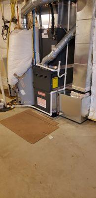 New 80% gas furnace with a variable speed blower motor, Goodman product.