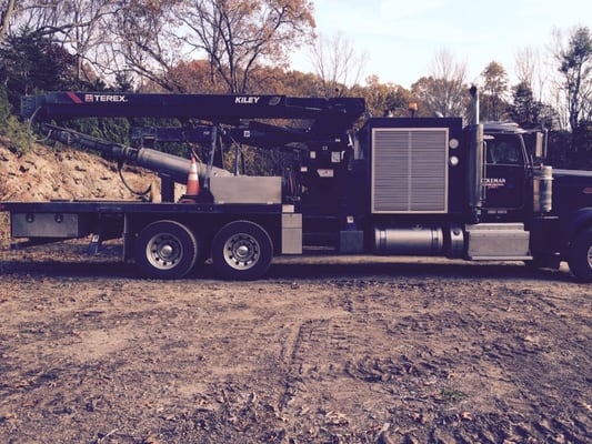 Our 2013 Peterbilt drilling truck. We're capable of drilling large diameter holes up to 22" in diameter.