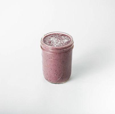 Berry Açaí Smoothie; Açaí, Bananas, Blueberries, Blackberries, Unsweetened Coconut and Coconut Milk.