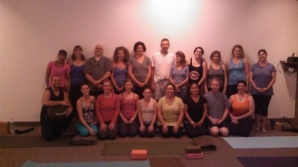 Group picture for a special evening class with Mandy and Jay on the Drums.