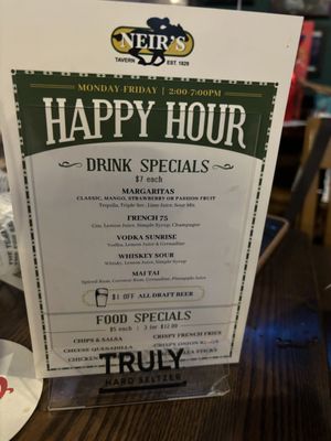 Happy Hour menu