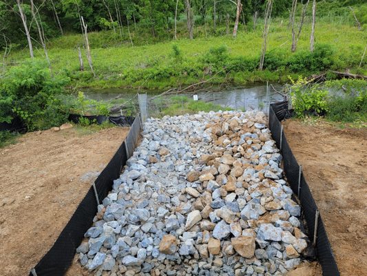 Outfall rip rap stone Installation