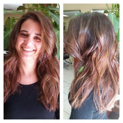 Balayage ombre highlight by Tracey