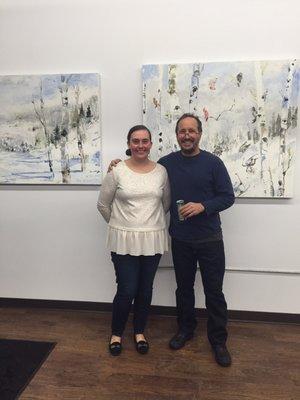 Owner, Emily, with artist Peter Fowler