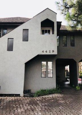 Front of building. Park on the street--Coldwater Canyon Blvd. Also, parking one block West of Coldwater (Van Noord)