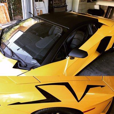 Roof, Mirrors, and Decal Wrap on 2013 Lamborghini Aventador (Matte Black Film)