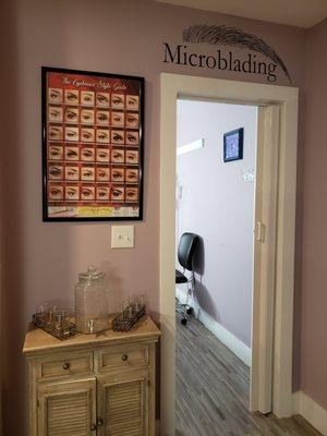 Entrance into private room for microblading