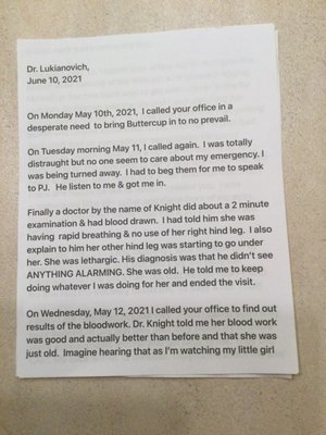 Pg.1.    As of today 11/08/2021– I have NEVER received a response from them.  Not even a phone call. Shame on them.