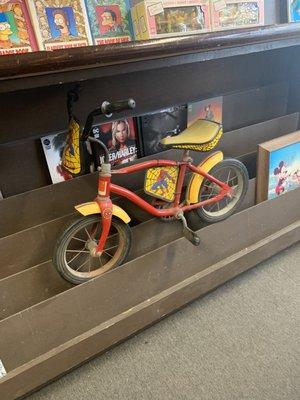 An awesome vintage Spider-Man bicycle.