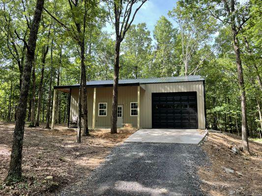 12x10 black garage door with glass