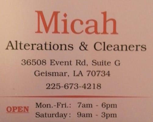 Micah Alterations & Cleaners