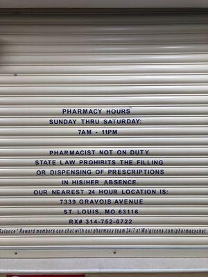 This is the pharmacy hours of operation.