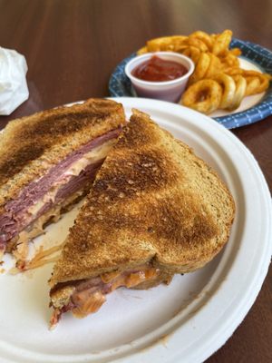 Reuben and curly fries