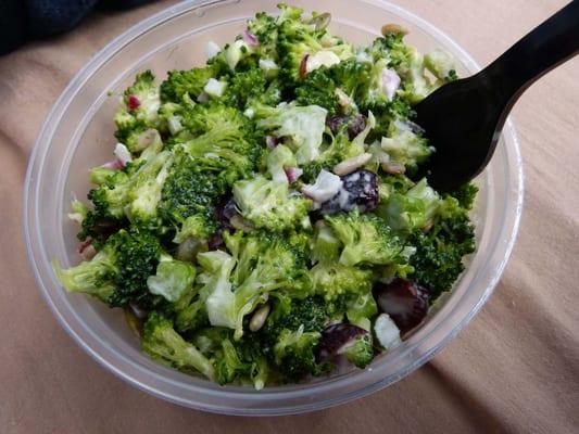 Broccoli salad made excellent plane food for trip home.