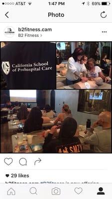 California School of Prehospital Care at B2 Fitness.. Trainers and instructors getting our CPR and AED certification