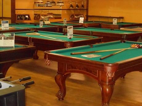 The Pool Tables in the Edison Billiard Show Room