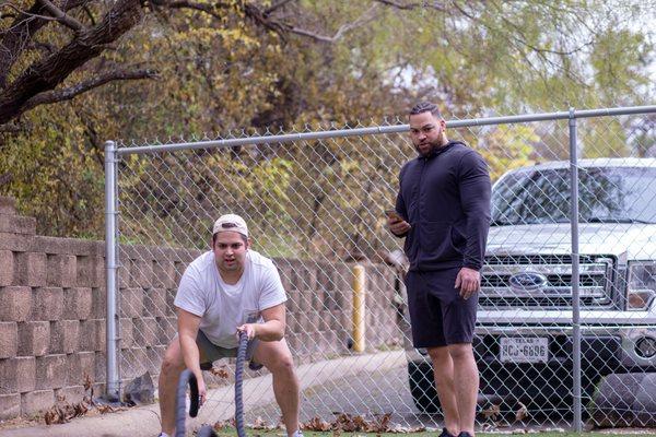 @corygunnz88 training one of his clients on our turf training section.