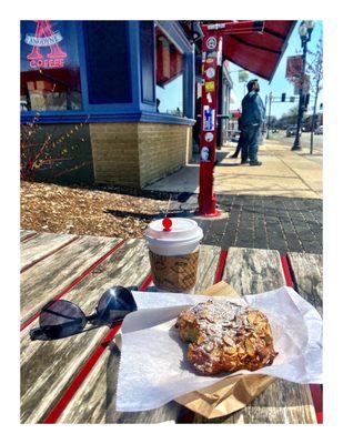 SM ChaiTea Latte & Chocolate/Almond Croissant Total 10$ @  Rocket Baby Bakery Wauwatosa, WI  Coffee & Tea Pastry Breads Sandwiches.Cool!