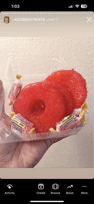 Red candied pineapple