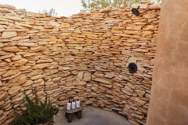 Private outdoor shower at   Casa Piedra.