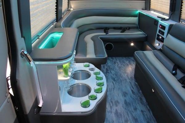 With ample bar space, our 14-passenger Mercedes Sprinter Limo is perfect for birthday parties and weddings!