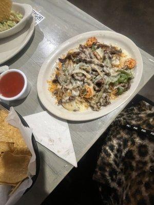 Shrimp and steak happy plate