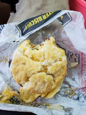 Gave me a torn apart biscuit that had the whole sandwich falling all over the place. Worst place to visit!