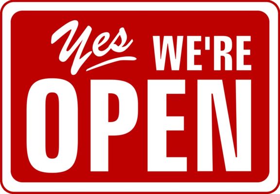 We are open!  978-664-9229