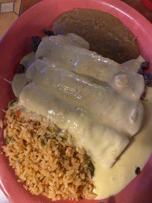 Cheese enchiladas al carbon