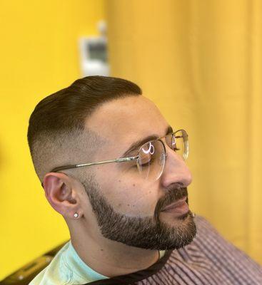 High skinfade and beard trim