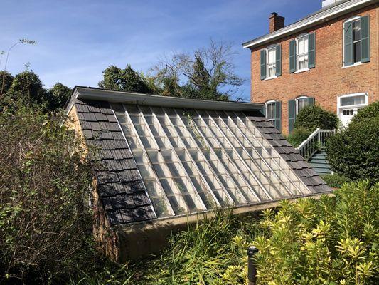 The greenhouse in the south lawn