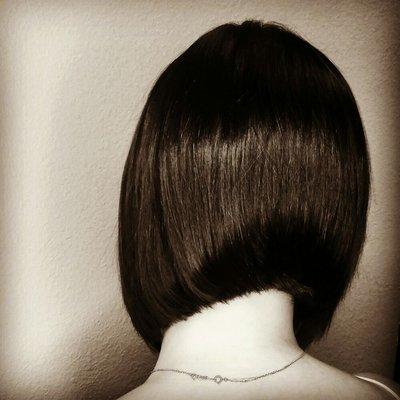 An aline bob texturized with my love, my razor..