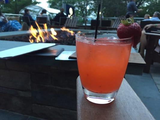 Strawberry basil smash by the fire pit