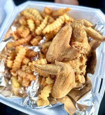 Crispy Chicken wings and fries