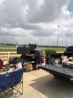 Busy cooking up great ribs, burgers, fish, and chicken.