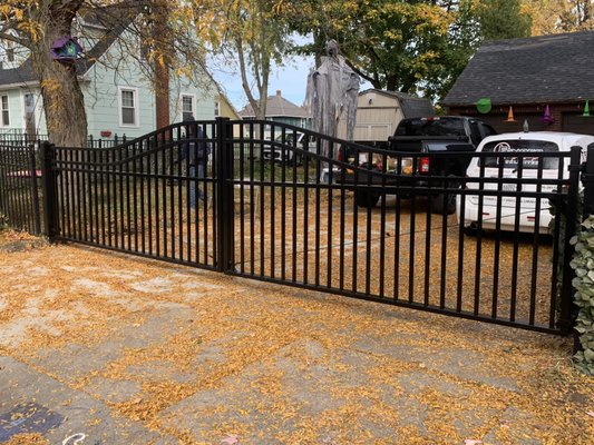 20' double drive aluminum gate with operator