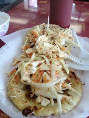 Pupusas revueltas and chicharron (pork) y queso.