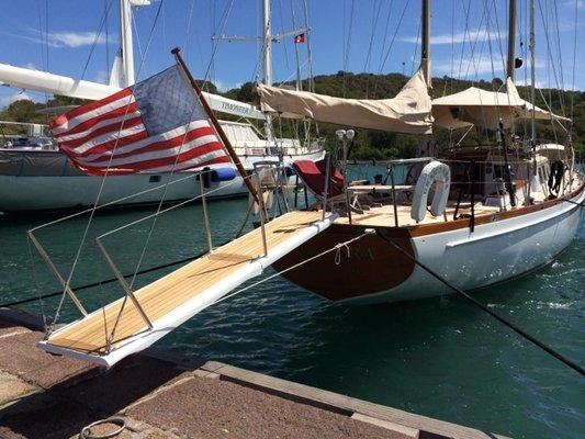 Custom passarelle for boarding sailboat.