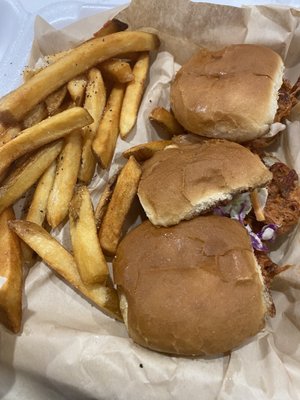 Pork Sliders with Fries.