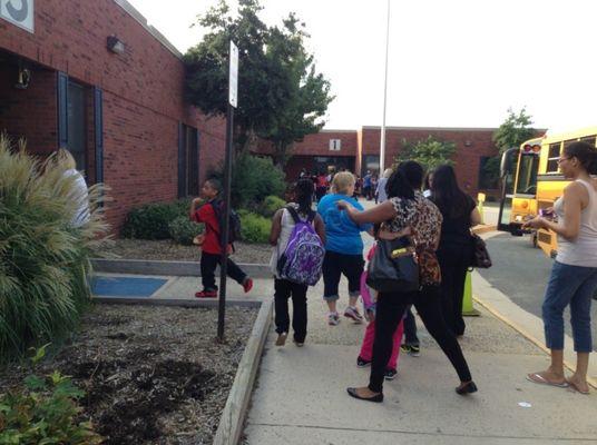 Kids going to class