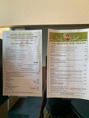 Menu with updated prices as of Oct. 11th 2022