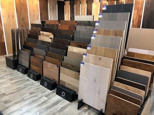 100's of flooring options (Laminate, Vinyl, LVT, Solid Hardwood, Engineered Hardwood) available at our showroom