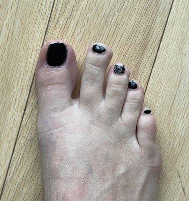 2-3 days after pedicure! OPI Polish was so thinned out it chips right off! Pedicure's typically last me 2-3weeks without chipping