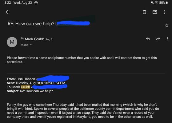 After denying he had to get permit and inspection, he was informed by the permit dept and he said he didn't know.