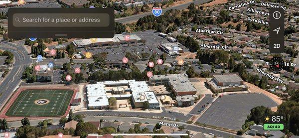 Birds eye view of school