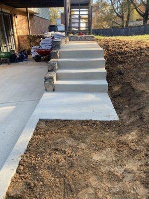 New concrete patio and steps